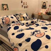 100% 순면 침구 침대 린넨 이불 커버 침대 가을 겨울, S.블루카우케이