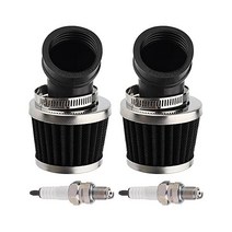 피시드 2팩 (1.38인치) 35mm 스쿠터 모페드 에어 필터 45도 각도 굽힘 클리너 교체 50cc 90cc 110cc 125cc 오프로드 오토바이 ATV 쿼드 고 카트 피트 흙