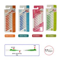 오죤 I타입 슬라이드 치간칫솔 10개 SSS:0.7mm, 0.6mm