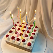 꼬불이초 (10개입) 무지개 꼬불초 꼬불이 캔들 미니 양초 생일 케이크 초 케이크장식, 1개입