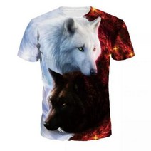 여름 남성 티셔츠 멋진 늑대 3D 프린트 남성용 반팔 연인 남성과 여성을 티 Camiseta 3d 브랜드 패션 사이즈 탑스