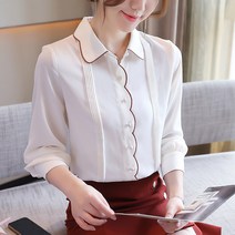 패션 캐주얼 여성 코디 가을 자수 블라우스 셔츠 여