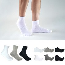10 켤레 아르노멀 남성 여성 베이직 스포츠양말 더블쿠션 파일 스니커즈 단목 중목 세트, 01.쿠션 스포츠 스니커즈, 03.남성용-블랙