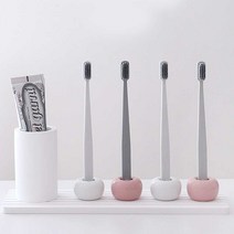 SUUNI 무지 도자기 칫솔꽂이 세트, 4인 세트, 화이트, 1세트