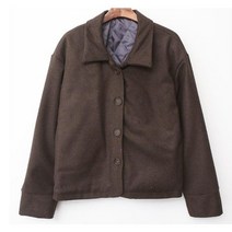 옷자락 여성 가을 캐주얼 버튼 울 누빔 모직 숏 자켓