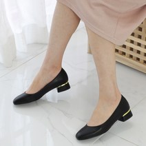 와이코스모 금장굽포인트 발편한 여성 스퀘어토 펌프스 호텔리어 승무원 면접구두 3cm 5cm