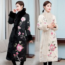 겨울 여자 솜 패딩 퀼팅 누비 한복 코트 생활 개량 퓨전 법복 연예인 화려한 50대 의상