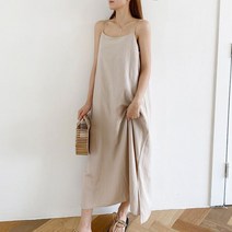 로아시크 / 여름 린넨 슬리브 뷔스티에 나시 롱 원피스