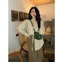 김비서블라우스 왕리본 블라우스 곱창 봄 여름 벌룬 4 5 월 결혼식 하객룩