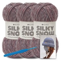 [니뜨] 실키스노우실(100g)x3볼+코바늘 7/0호+루비나버킷햇도안, 10_코코아