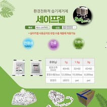 세이프겔 제습제 방습제 생활공작소 습기제거제 실리카겔 천연제습제, 1박스, 1.5g 10000ea/BOX pet포장