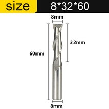 Vsharp CNC 조각 라우터 비트 플랫 코 엔드 밀 2 두 피리 나선형 Upcut 밀링 커터 도구 초경 나무 MDF PVC, 8x32x60