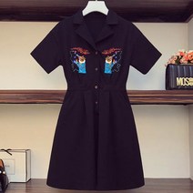 가바바 여성 셔츠원피스 이색적인 자수가 멋진 플레어 카라넥 롱원피스 G53915