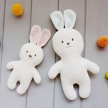 2023 토끼띠 오가닉 테리 아기토끼 애착인형 만들기 태교바느질 DIY (색상 크기 선택) (흰실1 갈색실1 봉제용구3종 포함), 핑크 스트라이프, 미니