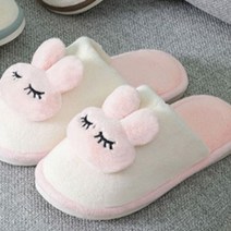 남여공용 복실 털 토끼 실내화 사무실 슬리퍼 거실화 신발, M, 핑크, 1개