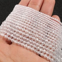 천연 석재면 처리된 Labradorite 월장석 흑요석 작은 허리 비즈 구슬 세공 DIY 쥬얼리 팔찌 액세서리 만들기, [13] Clear, [03] 4mm (approx 91pcs)