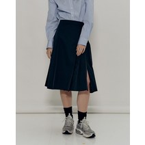 22SS [WEHOURS]블랙 턱장식 면혼방 랩스커트 HSSK2BH82BK