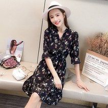 Happy shopping 쉬폰 플라워패턴 데일리 원피스