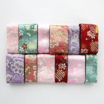 C356 자수꽃 한복리본 길이90cm, 피치(peach), 3.8cm