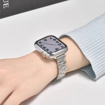 럽미리브 애플워치 8 7 SE SE2 호환 슬림 메탈 스트랩, 실버