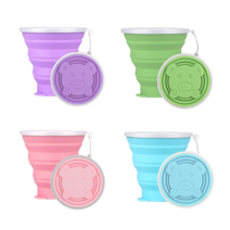 실리콘 접이식 자바라 휴대용 여행용 내열 내냉 파스텔 컵, 그린