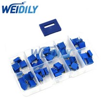 50pcs 3296w 멀티 턴 트리머 전위차계 키트 고정밀 3296 가변 저항 500r 1k 2k 5k 10k 20k 50k 100k 200k 1m, 없음