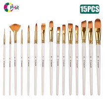 OPHIR 수채화 페인트 브러시 나일론 헤어 나무 손잡이 아티스트 세트 DIY 아크릴 미술 용품 RT024 15, 01 15PCS