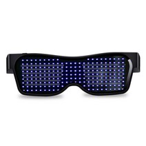 앱 컨트롤 블루투스 LED 파티 안경 맞춤형 언어 USB 충전 플래시 발광 안경 크리스마스 콘서트 선글라스, Manual-No app, BLUE