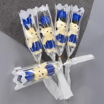 졸업식비누꽃다발 인형 사탕 led 꽃다발 10/20pc 곰 장미 비누 꽃 생일 발렌타인 데이 부케 소녀 선물 파티, 02 02 blue_01 10pcs