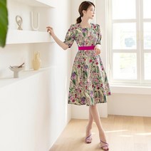 시크라인 포일 자가드 원피스