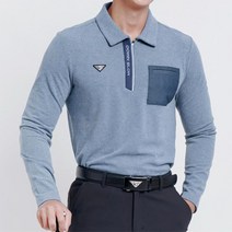 포켓 포인트 남자 기능성 골프 반집업 블루 긴팔 티셔츠 필드