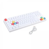 2-3pack 유선 87 키 기계식 게임용 키보드 RGB 백라이트 빨간색 스위치 흰색, 2개, ABS 플라스틱, 하얀색, 텐키리스