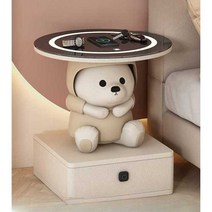 스마트폰 충전가능 테이블 수납 침실 인테리어협탁, 50CMLED3색조명지문잠금무선충전