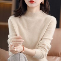 모헤어 알파카 니트 캐시미어 풀오버 울 스웨터 캐주얼 반목 루즈핏 스