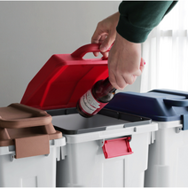 길거리쓰레기통 30L 45L 60L 편의점 아파트 야외 학교 재활용 분리수거 일반쓰레기통, 슬림펌 핸들쓰레기통(레드)45L