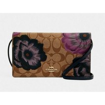 COACH 안나 폴드오버 크로스바디 클러치 시그니처 캔버스 카페 파셋 프린트 6225