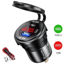90W 듀얼 USB 충전기 소켓 전원 콘센트 어댑터 12V 방수 포트 자동차 SUV 세단 rv용 고속, 한개옵션1, 01 USB C타입 Red