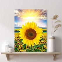 세잔느화실 홈데코 NEW 해바라기 그림 캔버스액자 골드 알루미늄 액자 거실 승진선물 집들이선물 해바라기들녘, 프리미엄 캔버스, 30호(90cmX110cm)