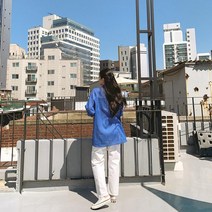 셀러허브(잡화) 여자 무릎 찢청 무파진 와이드핏 화이드 롱 팬츠