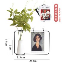 액자달기 데스크테리어 핸드폰사진인화 엽서 그림보관액자 캐리커쳐액자 프레임+화분+플라워데코, 블랙프레임+화분B