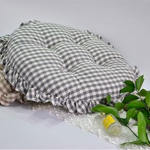 샤이나 선염 체크 면 빵빵이 원형 방석 45cmX45cm