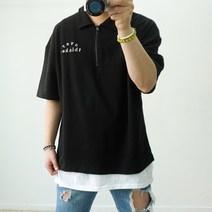 부드러운 특양면 자수 카라티셔츠 빅사이즈 트레이닝 반팔티