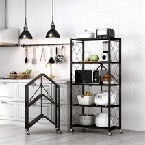 이케아 선반 다용도 수납 선반장 철제 3단 4단 5단 책 북 팬트리 원룸 베란다 거실 주방 접이식 조립 필요 없는 선반 diy 진열장, 3단 블랙 접이식 선반