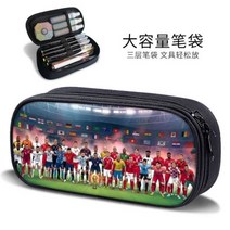 축구필통 남아 문구 축구 학생 파우치 바르샤 만화 선물 맨유, 대용량 3겹 캔버스 필통-B10972
