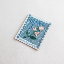 [민속시리즈우표] 플라이쿱 LOVE 꽃 우표 열접착식 자수패치 와펜 세트 2개입