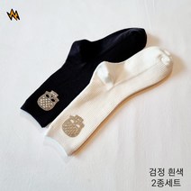 훼미리샵 여자 골프용 장목 큐빅장식 해골양말 검정 흰색 [2컬러 1세트], 큐빅해골+검정+흰색