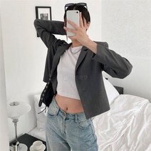 여자 젠더리스 블레이져 수트핏 스판 숏자켓