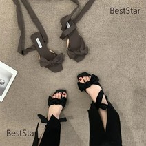 BestStar 플랫 슈즈 리본 샌들 스트랩 여자 신발 봄 여름