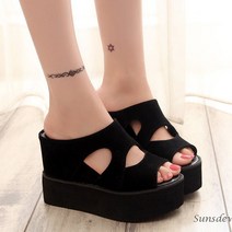 Sunsdew 여성 샌들 통굽 힐 슬리퍼 여성화 7cm