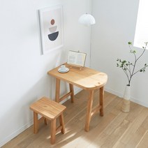[바우미스트] 에비히 원목 반타원형 베란다 홈바 미니 식탁 책상 테이블 800 (3colo, 색상:아이보리